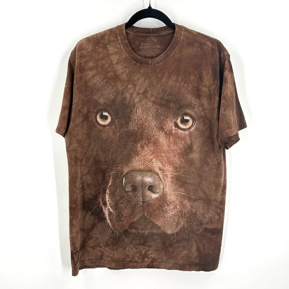THE MOUNTAIN 2013 Brown Tie Dye Chocolate Lab Graphic Print T-Shirt Size Medium
